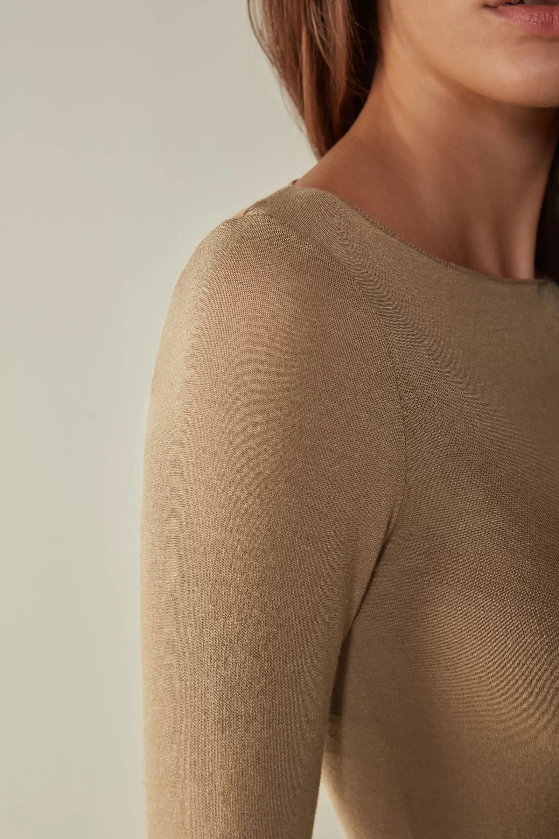 Intimissimi Långärmat^Boat Neck Ultralight tröja i modalkashmir