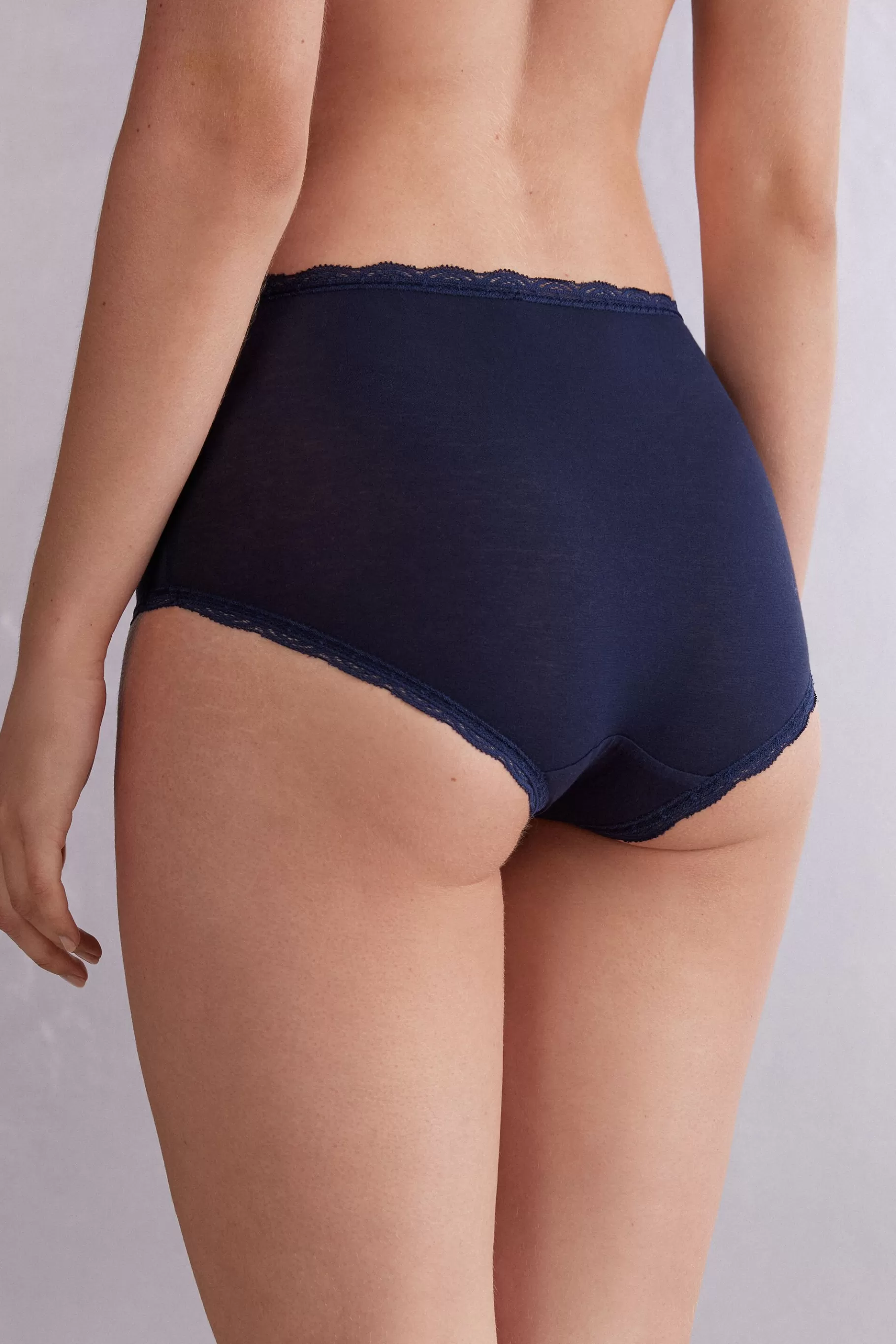Intimissimi Hög Midja | Boxer / Hipster^Culottes med hög midja i bomull och spets