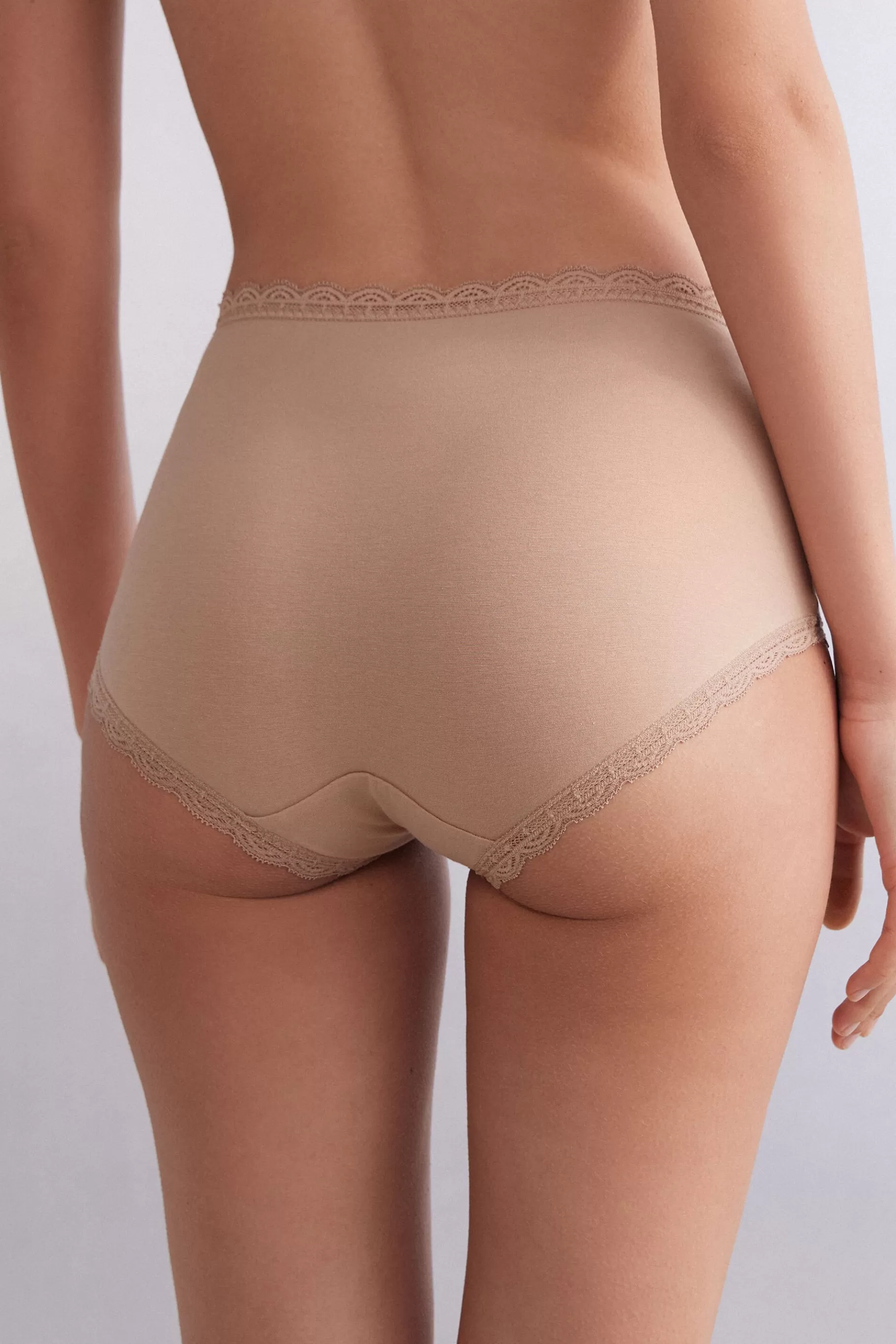 Intimissimi Hög Midja | Boxer / Hipster^Culottes med hög midja i bomull och spets