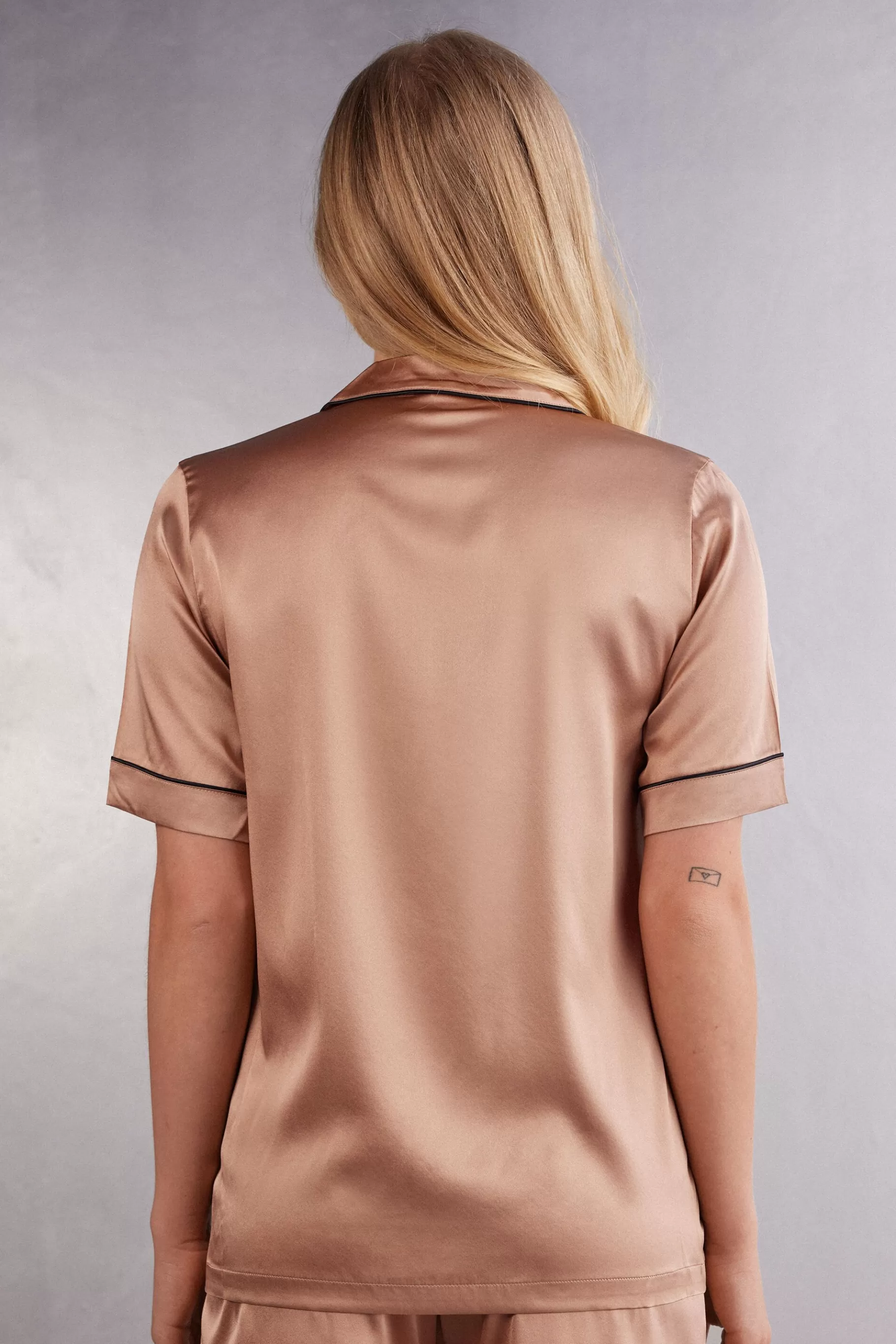 Intimissimi Pyjamas Mix & Match | Pyjamas Med Shorts^Kortärmad tröja i siden i herrsnitt