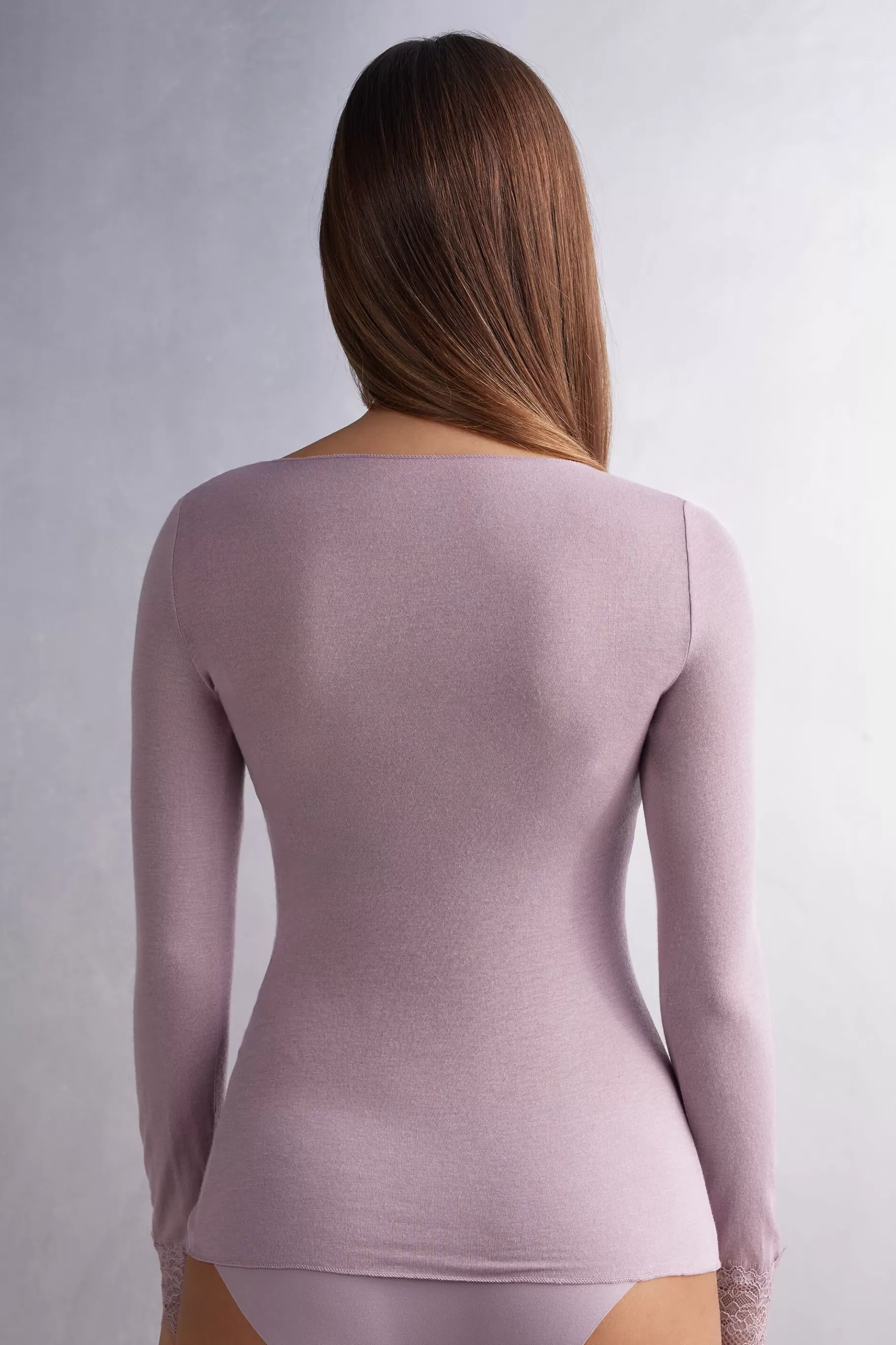 Intimissimi Långärmat^Ultralight lång blus i modalkashmir och spets